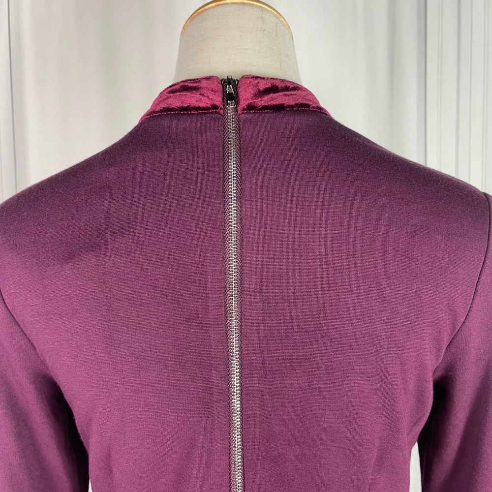 NWT Sugarhill Boutique Burgundy Velvet Panel Long Sleeve Bodycon Dress - US6 - Picture 5 of 13